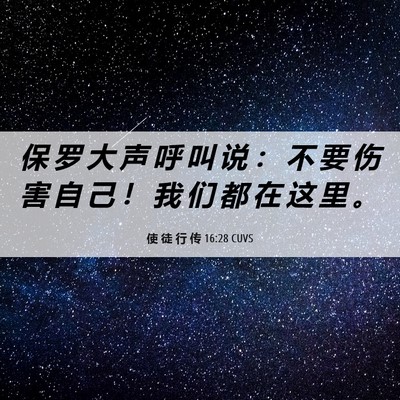 Picture 06 - 使 徒 行 传 16:28 CUVS - 保 罗 大 声 呼 叫 说 ： 不 要 伤 害 - Bible Verse Picture