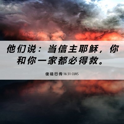 Picture 06 - 使 徒 行 传 16:31 CUVS - 他 们 说 ： 当 信 主 耶 稣 ， 你 和 - Bible Verse Picture