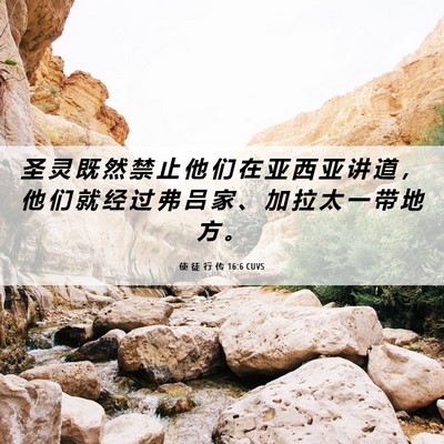 Picture 06 - 使 徒 行 传 16:6 CUVS - 圣 灵 既 然 禁 止 他 们 在 亚 西 亚 - Bible Verse Picture