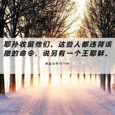Picture 06 - 使 徒 行 传 17:7 CUVS - 耶 孙 收 留 他 们 。 这 些 人 都 违 - Bible Verse Picture