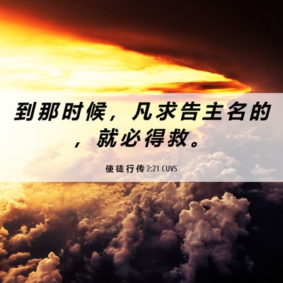 Picture 06 - 使 徒 行 传 2:21 CUVS - 到 那 时 候 ， 凡 求 告 主 名 的 ， - Bible Verse Picture