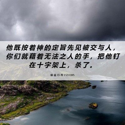 Picture 06 - 使 徒 行 传 2:23 CUVS - 他 既 按 着 神 的 定 旨 先 见 被 交 - Bible Verse Picture