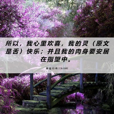 Picture 06 - 使 徒 行 传 2:26 CUVS - 所 以 ， 我 心 里 欢 喜 ， 我 的 灵 - Bible Verse Picture