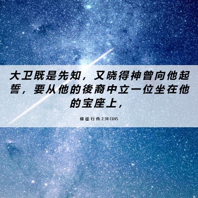 Picture 06 - 使 徒 行 传 2:30 CUVS - 大 卫 既 是 先 知 ， 又 晓 得 神 曾 - Bible Verse Picture