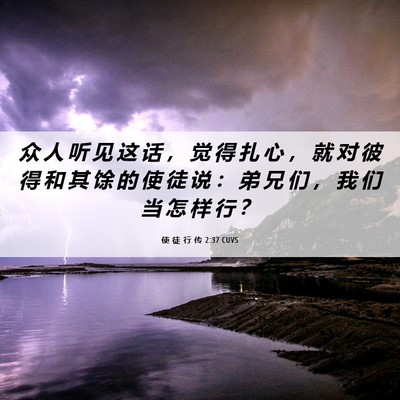 Picture 06 - 使 徒 行 传 2:37 CUVS - 众 人 听 见 这 话 ， 觉 得 扎 心 ， - Bible Verse Picture