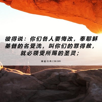 Picture 06 - 使 徒 行 传 2:38 CUVS - 彼 得 说 ： 你 们 各 人 要 悔 改 ， - Bible Verse Picture