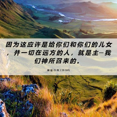 Picture 06 - 使 徒 行 传 2:39 CUVS - 因 为 这 应 许 是 给 你 们 和 你 们 - Bible Verse Picture