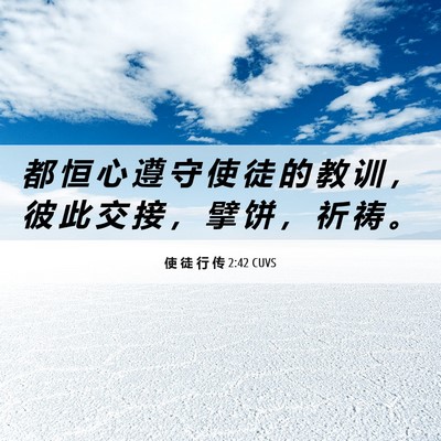 Picture 06 - 使 徒 行 传 2:42 CUVS - 都 恒 心 遵 守 使 徒 的 教 训 ， 彼 - Bible Verse Picture