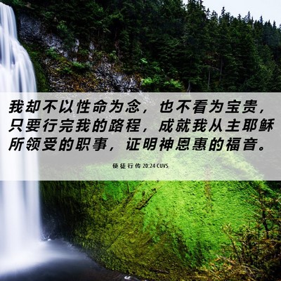 Picture 06 - 使 徒 行 传 20:24 CUVS - 我 却 不 以 性 命 为 念 ， 也 不 看 - Bible Verse Picture
