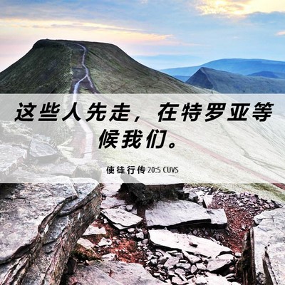 Picture 06 - 使 徒 行 传 20:5 CUVS - 这 些 人 先 走 ， 在 特 罗 亚 等 候 - Bible Verse Picture