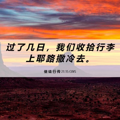 Picture 06 - 使 徒 行 传 21:15 CUVS - 过 了 几 日 ， 我 们 收 拾 行 李 上 - Bible Verse Picture