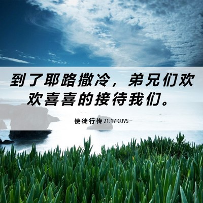 Picture 06 - 使 徒 行 传 21:17 CUVS - 到 了 耶 路 撒 冷 ， 弟 兄 们 欢 欢 - Bible Verse Picture