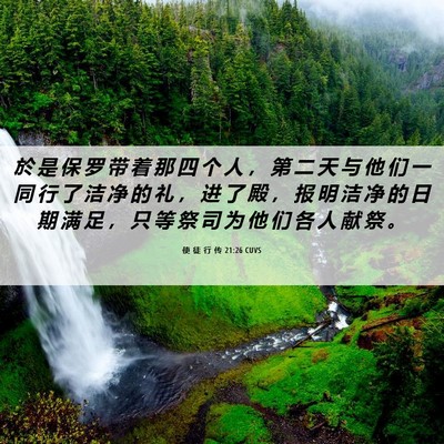 Picture 06 - 使 徒 行 传 21:26 CUVS - 於 是 保 罗 带 着 那 四 个 人 ， 第 - Bible Verse Picture