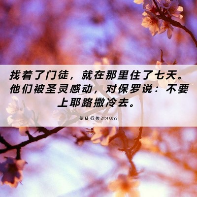 Picture 06 - 使 徒 行 传 21:4 CUVS - 找 着 了 门 徒 ， 就 在 那 里 住 了 - Bible Verse Picture