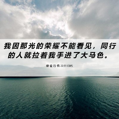 Picture 06 - 使 徒 行 传 22:11 CUVS - 我 因 那 光 的 荣 耀 不 能 看 见 ， - Bible Verse Picture