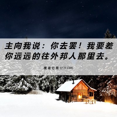 Picture 06 - 使 徒 行 传 22:21 CUVS - 主 向 我 说 ： 你 去 罢 ！ 我 要 差 - Bible Verse Picture