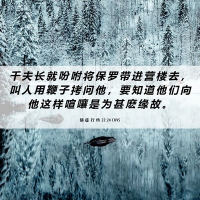 Picture 06 - 使 徒 行 传 22:24 CUVS - 千 夫 长 就 吩 咐 将 保 罗 带 进 营 - Bible Verse Picture