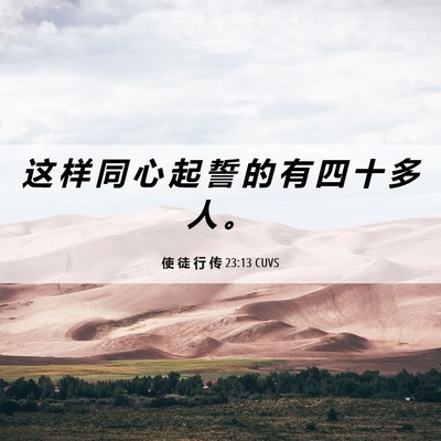 Picture 06 - 使 徒 行 传 23:13 CUVS - 这 样 同 心 起 誓 的 有 四 十 多 人 - Bible Verse Picture