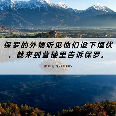 Picture 06 - 使 徒 行 传 23:16 CUVS - 保 罗 的 外 甥 听 见 他 们 设 下 埋 - Bible Verse Picture