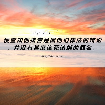 Picture 06 - 使 徒 行 传 23:29 CUVS - 便 查 知 他 被 告 是 因 他 们 律 法 - Bible Verse Picture