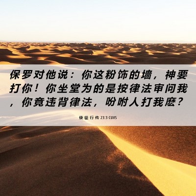 Picture 06 - 使 徒 行 传 23:3 CUVS - 保 罗 对 他 说 ： 你 这 粉 饰 的 墙 - Bible Verse Picture