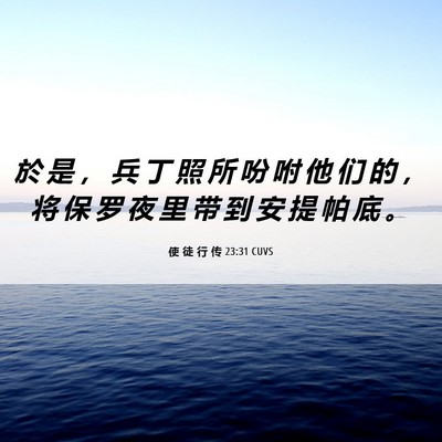 Picture 06 - 使 徒 行 传 23:31 CUVS - 於 是 ， 兵 丁 照 所 吩 咐 他 们 的 - Bible Verse Picture