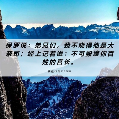 Picture 06 - 使 徒 行 传 23:5 CUVS - 保 罗 说 ： 弟 兄 们 ， 我 不 晓 得 - Bible Verse Picture
