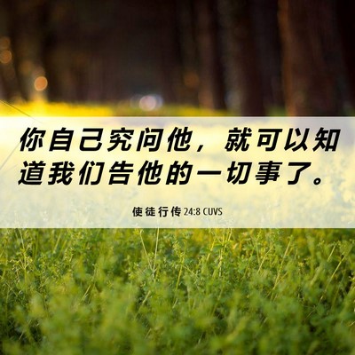Picture 06 - 使 徒 行 传 24:8 CUVS - 你 自 己 究 问 他 ， 就 可 以 知 道 - Bible Verse Picture