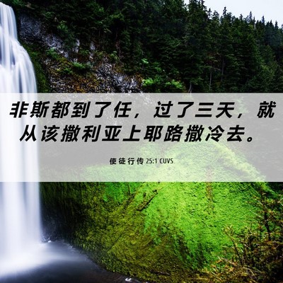 Picture 06 - 使 徒 行 传 25:1 CUVS - 非 斯 都 到 了 任 ， 过 了 三 天 ， - Bible Verse Picture