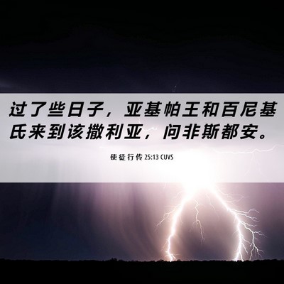 Picture 06 - 使 徒 行 传 25:13 CUVS - 过 了 些 日 子 ， 亚 基 帕 王 和 百 - Bible Verse Picture
