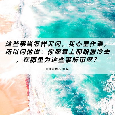 Picture 06 - 使 徒 行 传 25:20 CUVS - 这 些 事 当 怎 样 究 问 ， 我 心 里 - Bible Verse Picture
