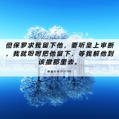 Picture 06 - 使 徒 行 传 25:21 CUVS - 但 保 罗 求 我 留 下 他 ， 要 听 皇 - Bible Verse Picture