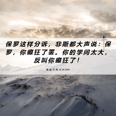 Picture 06 - 使 徒 行 传 26:24 CUVS - 保 罗 这 样 分 诉 ， 非 斯 都 大 声 - Bible Verse Picture