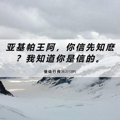 Picture 06 - 使 徒 行 传 26:27 CUVS - 亚 基 帕 王 阿 ， 你 信 先 知 麽 ？ - Bible Verse Picture
