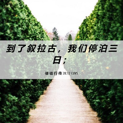 Picture 06 - 使 徒 行 传 28:12 CUVS - 到 了 叙 拉 古 ， 我 们 停 泊 三 日 - Bible Verse Picture