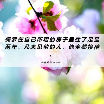 Picture 06 - 使 徒 行 传 28:30 CUVS - 保 罗 在 自 己 所 租 的 房 子 里 住 - Bible Verse Picture