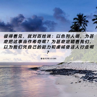Picture 06 - 使 徒 行 传 3:12 CUVS - 彼 得 看 见 ， 就 对 百 姓 说 ： 以 - Bible Verse Picture
