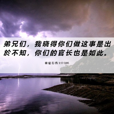 Picture 06 - 使 徒 行 传 3:17 CUVS - 弟 兄 们 ， 我 晓 得 你 们 做 这 事 - Bible Verse Picture
