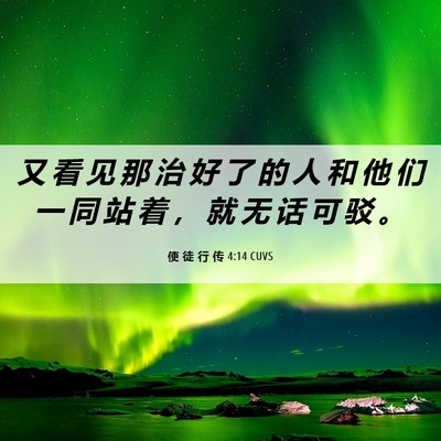 Picture 06 - 使 徒 行 传 4:14 CUVS - 又 看 见 那 治 好 了 的 人 和 他 们 - Bible Verse Picture