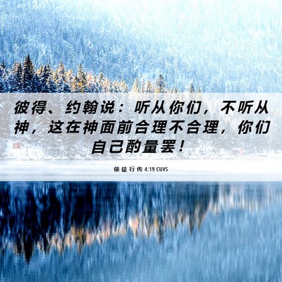 Picture 06 - 使 徒 行 传 4:19 CUVS - 彼 得 、 约 翰 说 ： 听 从 你 们 ， - Bible Verse Picture