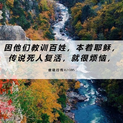 Picture 06 - 使 徒 行 传 4:2 CUVS - 因 他 们 教 训 百 姓 ， 本 着 耶 稣 - Bible Verse Picture