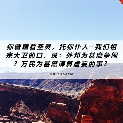Picture 06 - 使 徒 行 传 4:25 CUVS - 你 曾 藉 着 圣 灵 ， 托 你 仆 人 ─ - Bible Verse Picture