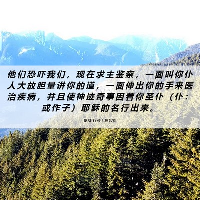 Picture 06 - 使 徒 行 传 4:29 CUVS - 他 们 恐 吓 我 们 ， 现 在 求 主 鉴 - Bible Verse Picture