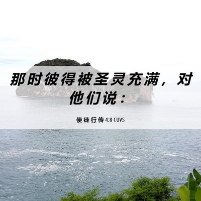 Picture 06 - 使 徒 行 传 4:8 CUVS - 那 时 彼 得 被 圣 灵 充 满 ， 对 他 - Bible Verse Picture