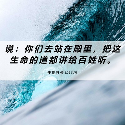 Picture 06 - 使 徒 行 传 5:20 CUVS - 说 ： 你 们 去 站 在 殿 里 ， 把 这 - Bible Verse Picture