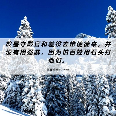 Picture 06 - 使 徒 行 传 5:26 CUVS - 於 是 守 殿 官 和 差 役 去 带 使 徒 - Bible Verse Picture