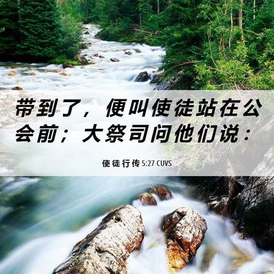 Picture 06 - 使 徒 行 传 5:27 CUVS - 带 到 了 ， 便 叫 使 徒 站 在 公 会 - Bible Verse Picture