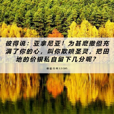 Picture 06 - 使 徒 行 传 5:3 CUVS - 彼 得 说 ： 亚 拿 尼 亚 ！ 为 甚 麽 - Bible Verse Picture
