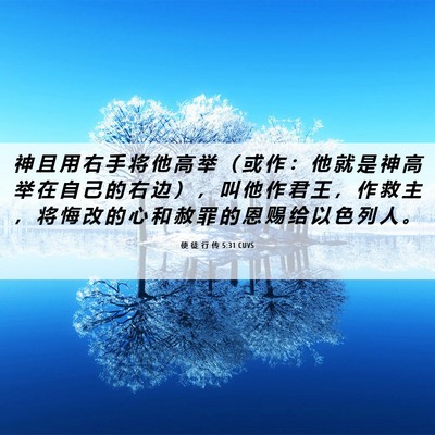 Picture 06 - 使 徒 行 传 5:31 CUVS - 神 且 用 右 手 将 他 高 举 （ 或 作 - Bible Verse Picture