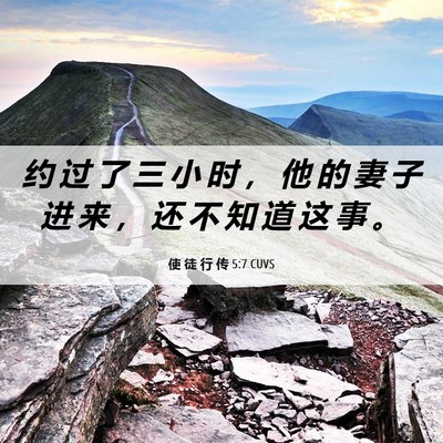 Picture 06 - 使 徒 行 传 5:7 CUVS - 约 过 了 三 小 时 ， 他 的 妻 子 进 - Bible Verse Picture